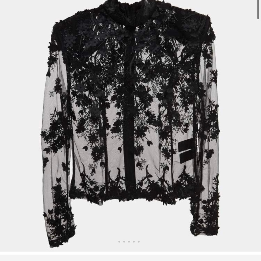Zhivago Black Sheer Lace Zip Up Blouse